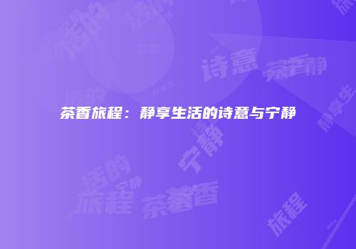 茶香旅程：静享生活的诗意与宁静