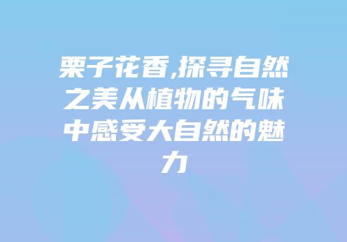 栗子花香,探寻自然之美从植物的气味中感受大自然的魅力