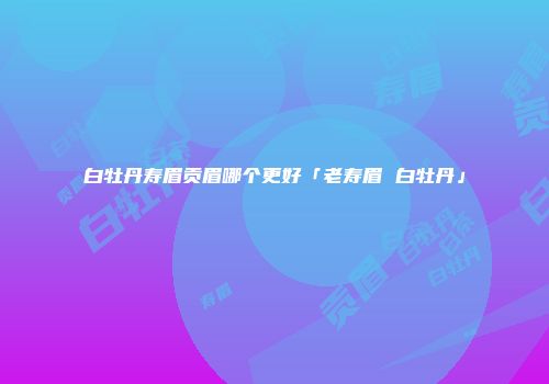 白牡丹寿眉贡眉哪个更好「老寿眉 白牡丹」