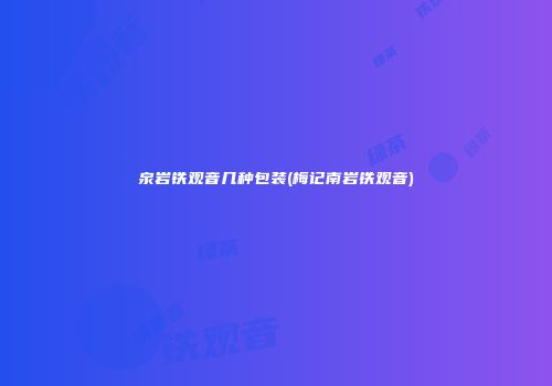 泉岩铁观音几种包装(梅记南岩铁观音)