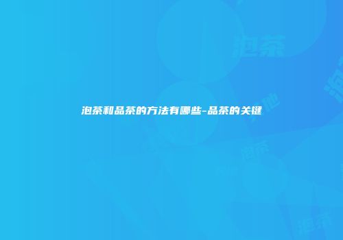 泡茶和品茶的方法有哪些-品茶的关键