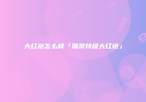 大红袍怎么样「瑞泉特级大红袍」