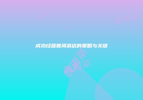 成功经营普洱茶店的策略与关键