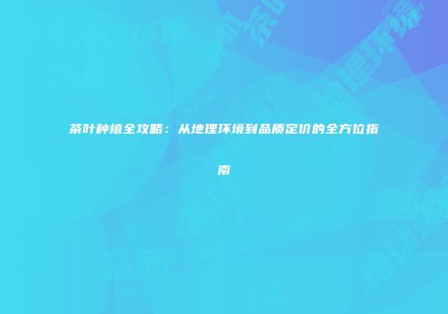 茶叶种植全攻略：从地理环境到品质定价的全方位指南