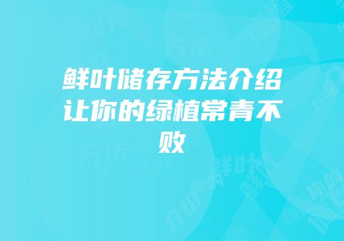 鲜叶储存方法介绍让你的绿植常青不败