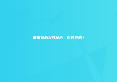 普洱茶的发酵秘密，你知道吗？