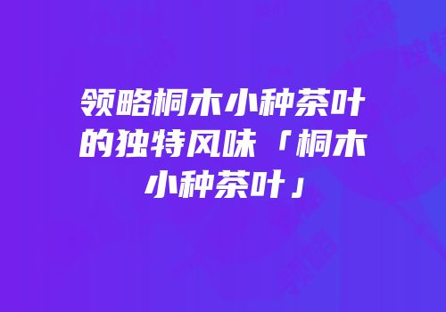 领略桐木小种茶叶的独特风味「桐木小种茶叶」