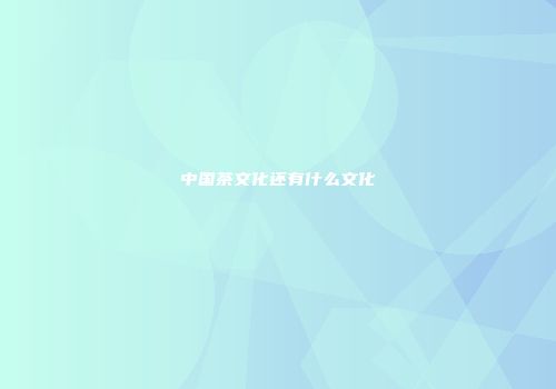 中国茶文化还有什么文化