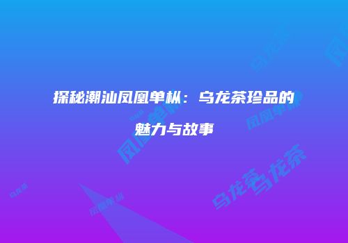 探秘潮汕凤凰单枞：乌龙茶珍品的魅力与故事