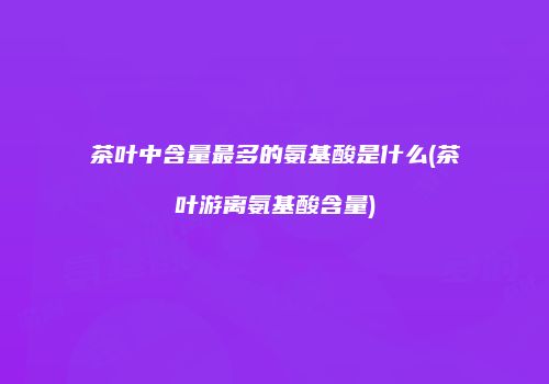 茶叶中含量最多的氨基酸是什么(茶叶游离氨基酸含量)