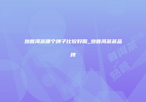 熟普洱茶哪个牌子比较好喝_熟普洱茶茶品牌