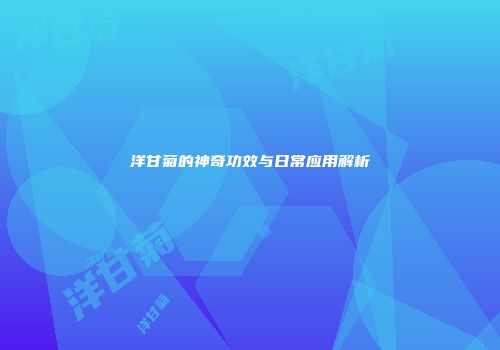 洋甘菊的神奇功效与日常应用解析