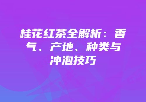 桂花红茶全解析：香气、产地、种类与冲泡技巧