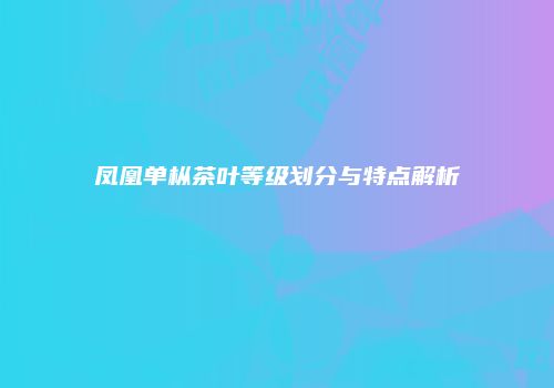 凤凰单枞茶叶等级划分与特点解析
