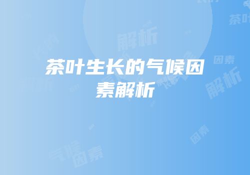 茶叶生长的气候因素解析