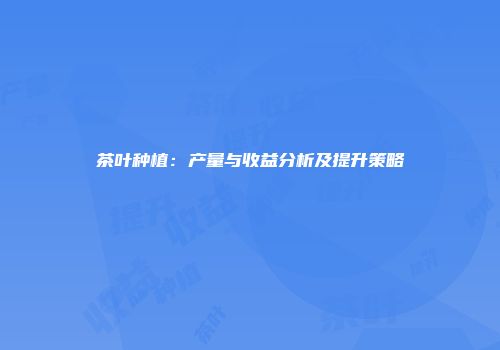 茶叶种植：产量与收益分析及提升策略