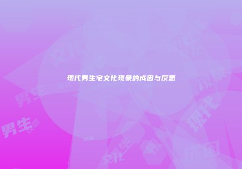 现代男生宅文化现象的成因与反思