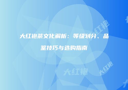 大红袍茶文化解析：等级划分、品鉴技巧与选购指南