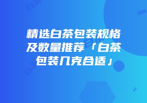 精选白茶包装规格及数量推荐「白茶包装几克合适」