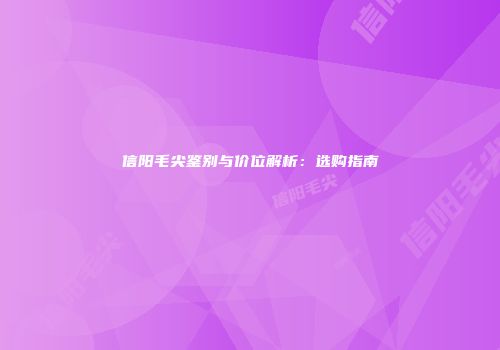 信阳毛尖鉴别与价位解析：选购指南
