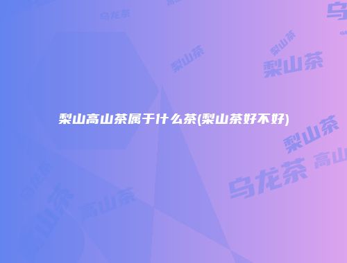梨山高山茶属于什么茶(梨山茶好不好)