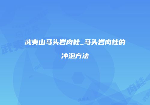 武夷山马头岩肉桂_马头岩肉桂的冲泡方法
