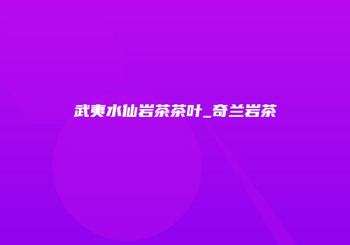 武夷水仙岩茶茶叶_奇兰岩茶