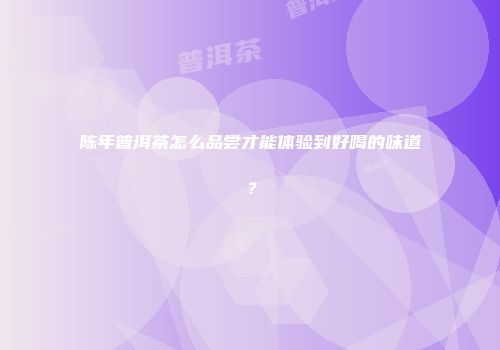 陈年普洱茶怎么品尝才能体验到好喝的味道？