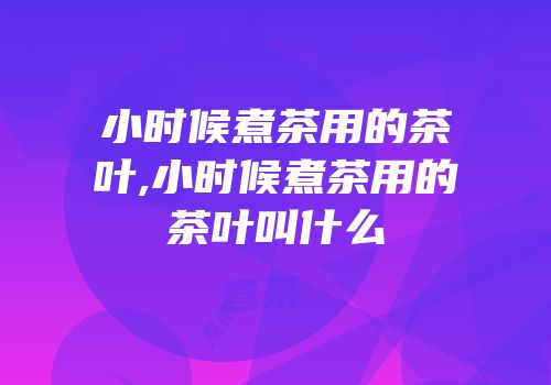 小时候煮茶用的茶叶,小时候煮茶用的茶叶叫什么