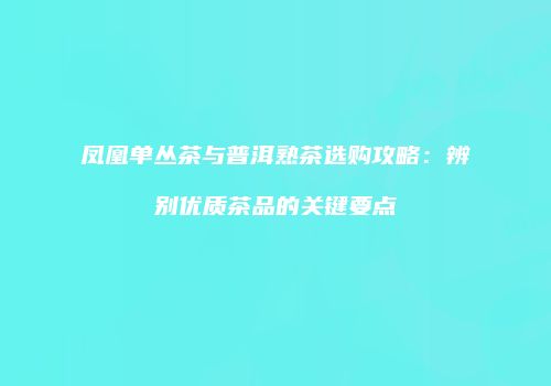 凤凰单丛茶与普洱熟茶选购攻略：辨别优质茶品的关键要点