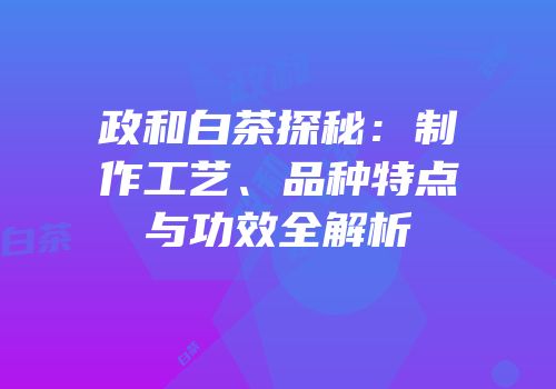 政和白茶探秘：制作工艺、品种特点与功效全解析