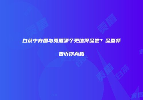 白茶中寿眉与贡眉哪个更值得品尝？品鉴师告诉你真相