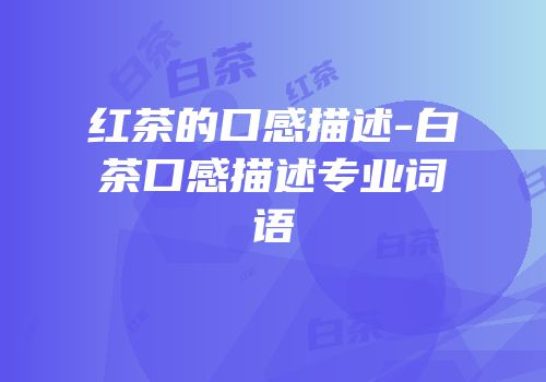 红茶的口感描述-白茶口感描述专业词语