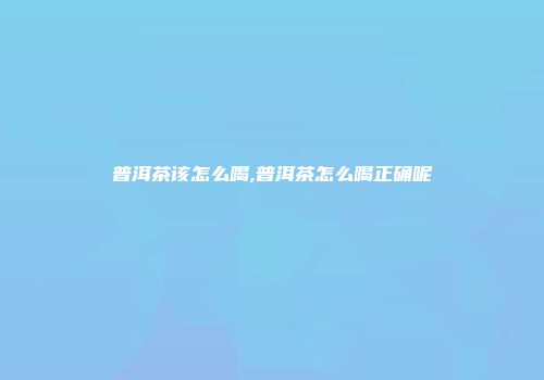 普洱茶该怎么喝,普洱茶怎么喝正确呢