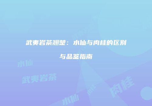 武夷岩茶翘楚：水仙与肉桂的区别与品鉴指南