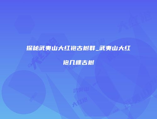 探秘武夷山大红袍古树群_武夷山大红袍几棵古树