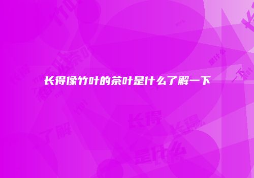 长得像竹叶的茶叶是什么了解一下