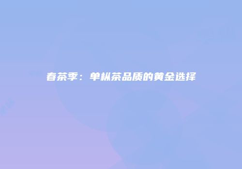 春茶季：单枞茶品质的黄金选择