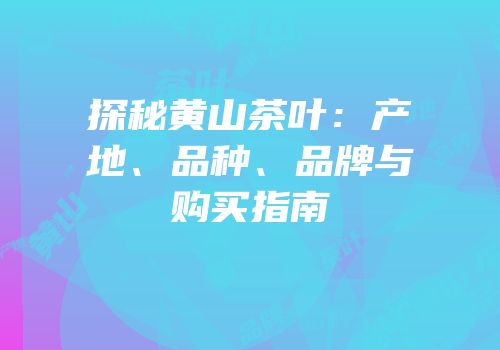 探秘黄山茶叶：产地、品种、品牌与购买指南
