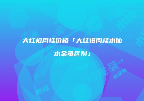大红袍肉桂价格「大红袍肉桂水仙水金龟区别」