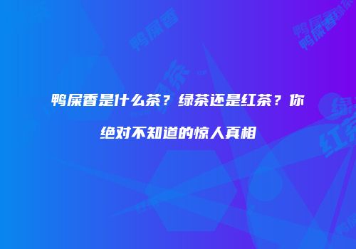 鸭屎香是什么茶？绿茶还是红茶？你绝对不知道的惊人真相