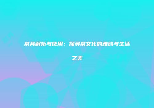 茶具解析与使用：探寻茶文化的雅韵与生活之美