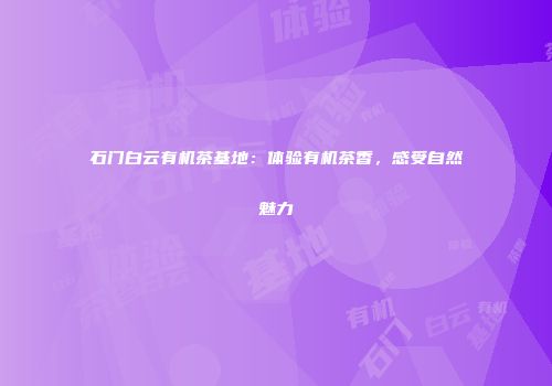 石门白云有机茶基地：体验有机茶香，感受自然魅力