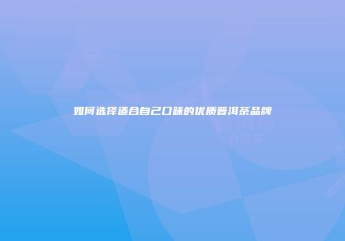 如何选择适合自己口味的优质普洱茶品牌