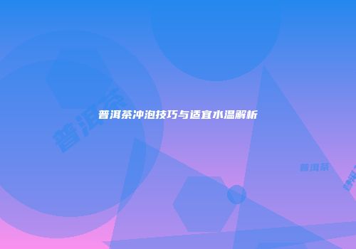 普洱茶冲泡技巧与适宜水温解析