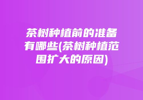 茶树种植前的准备有哪些(茶树种植范围扩大的原因)