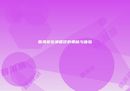 普洱茶生津回甘的奥秘与体验