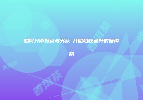 如何分辨好茶与劣茶-介绍粗枝老叶的普洱茶