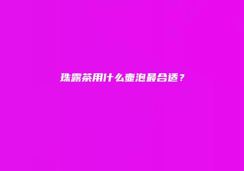 珠露茶用什么壶泡最合适？