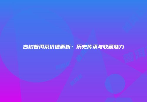 古树普洱茶价值解析：历史传承与收藏魅力